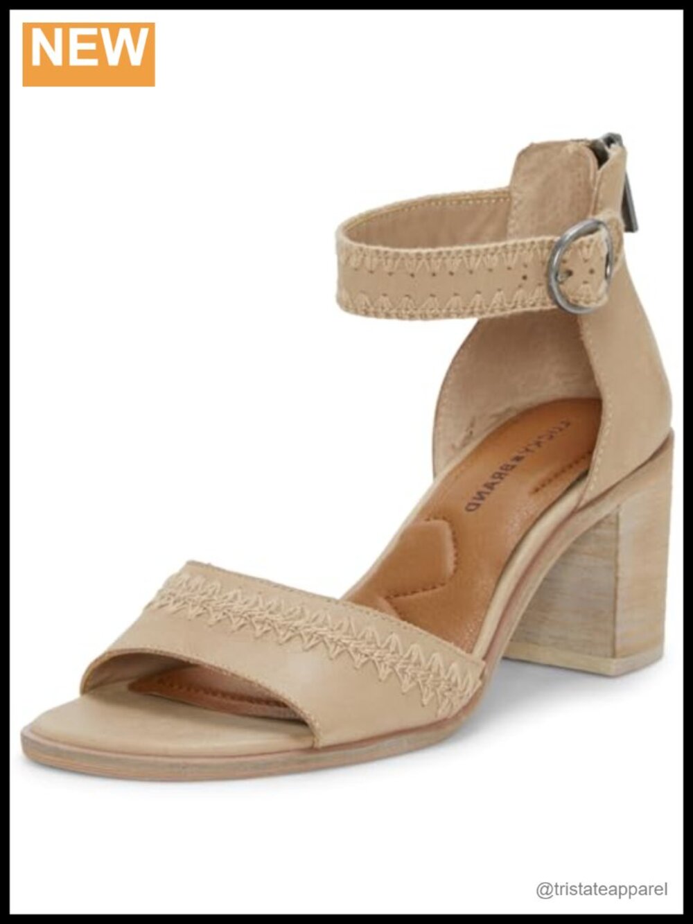 Stitched Heeled Sandal Leather Ankle Strap Block Heel Open Toe